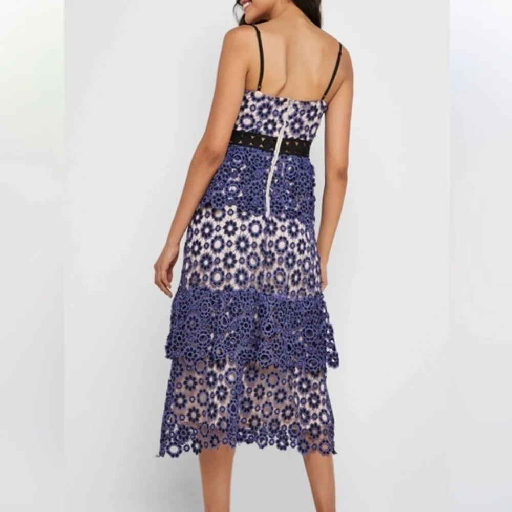 Just Me Lavender and Black Overlay Floral Lace Ruffle Dress - Picture 5 of 17